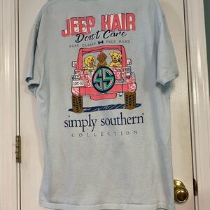 Simply Southern  Light Blue Tee with Pink Bow